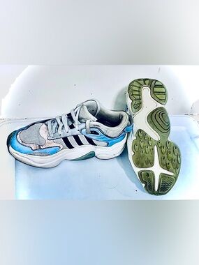 adidas Blue and Gray Chunky Lace-Up Sneakers